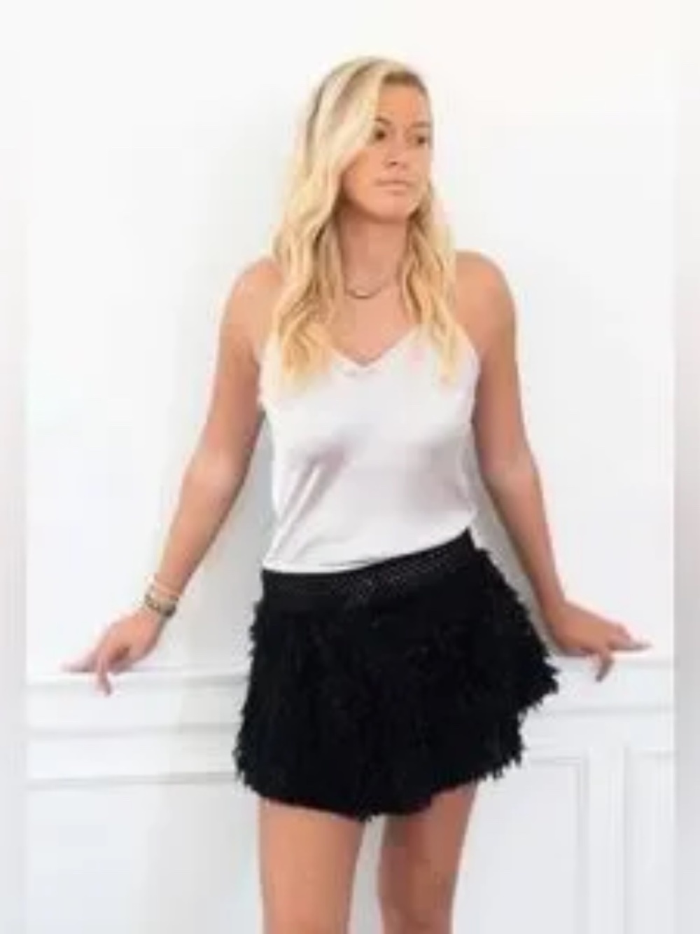 Shug! Fluffy Black Mini Skirt Size Small
